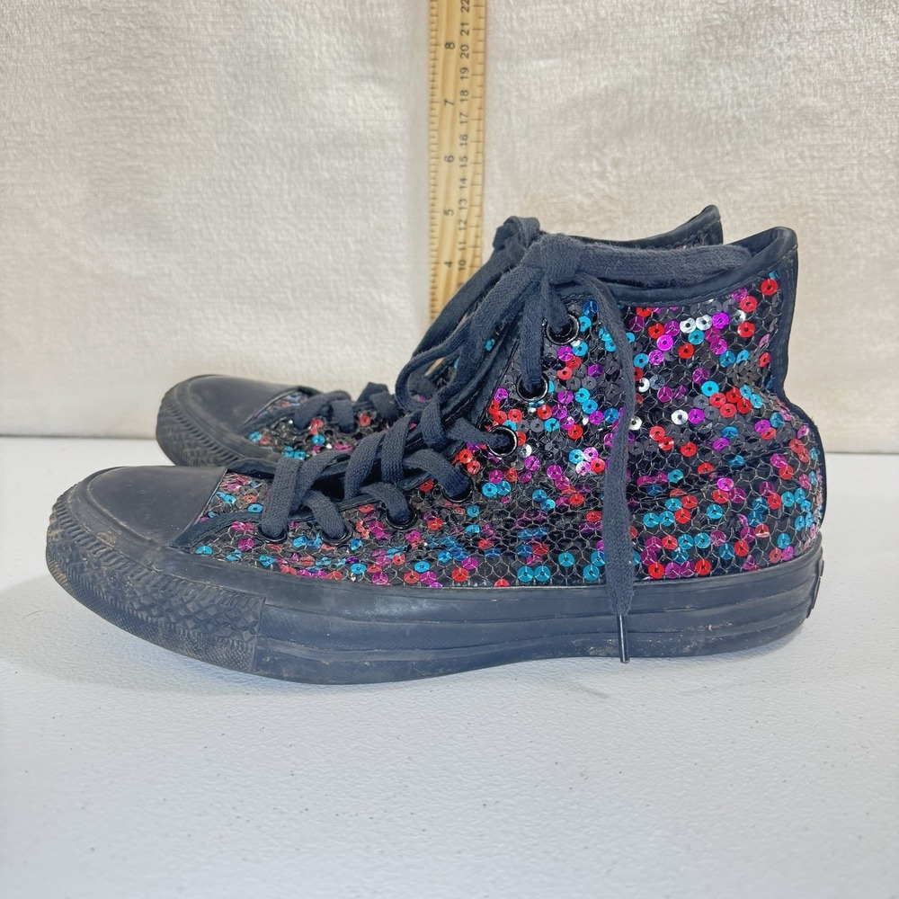 Converse Women's Black Hi-Top Sequins Chuck Taylor All Star Sneakers US Size 7.5 - Picture 6 of 7